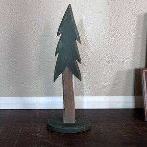 Rustic Green Wooden Tree Decoration